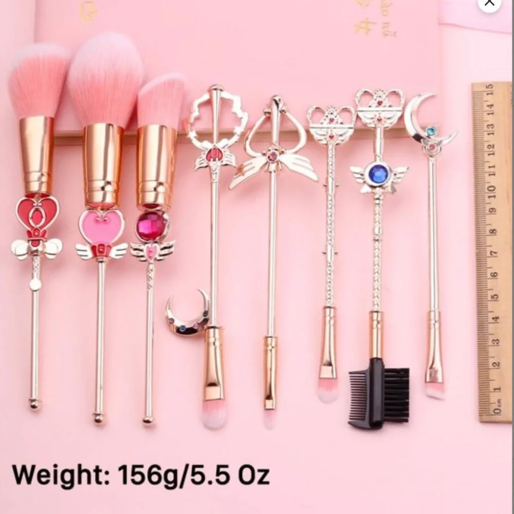 Kawaii Sailor Moon 8 pc Makeup Brush Set plus Bag NWT - Picture 4 of 4